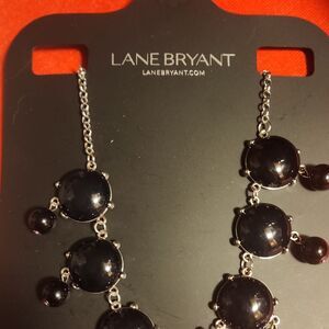 Lane Bryant Silver Toned Black Beaded 23 Inch Necklace,free Earrings W/P